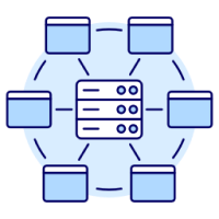Icon mit Task Liste und Netzwerk